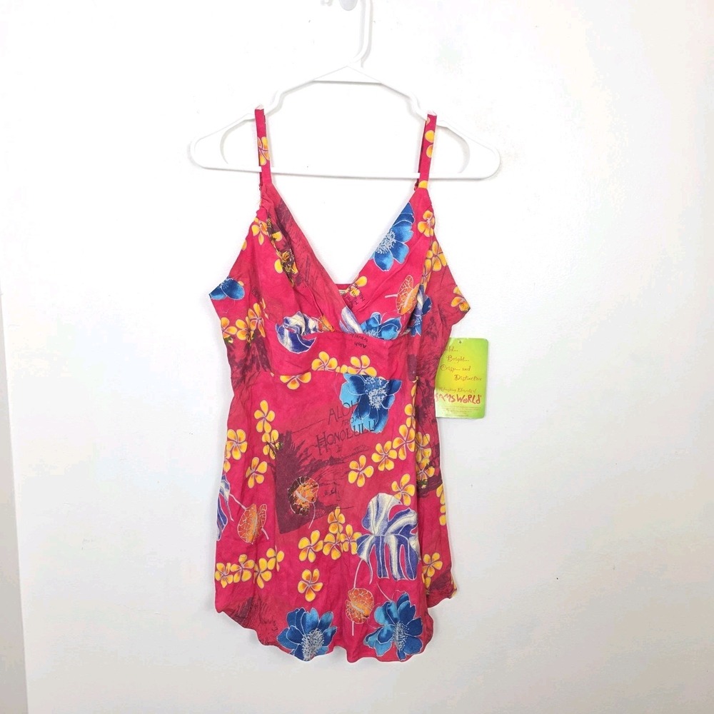 NWT Jams World Pink Floral Tropical Summery Babydoll Tank Tunic Size Small
